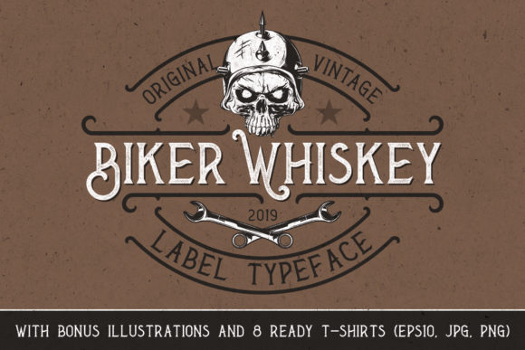 Biker Whiskey: A Vintage Display Font for Retro Digital Brands